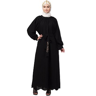 Elegant abaya with raglan sleeves- Black